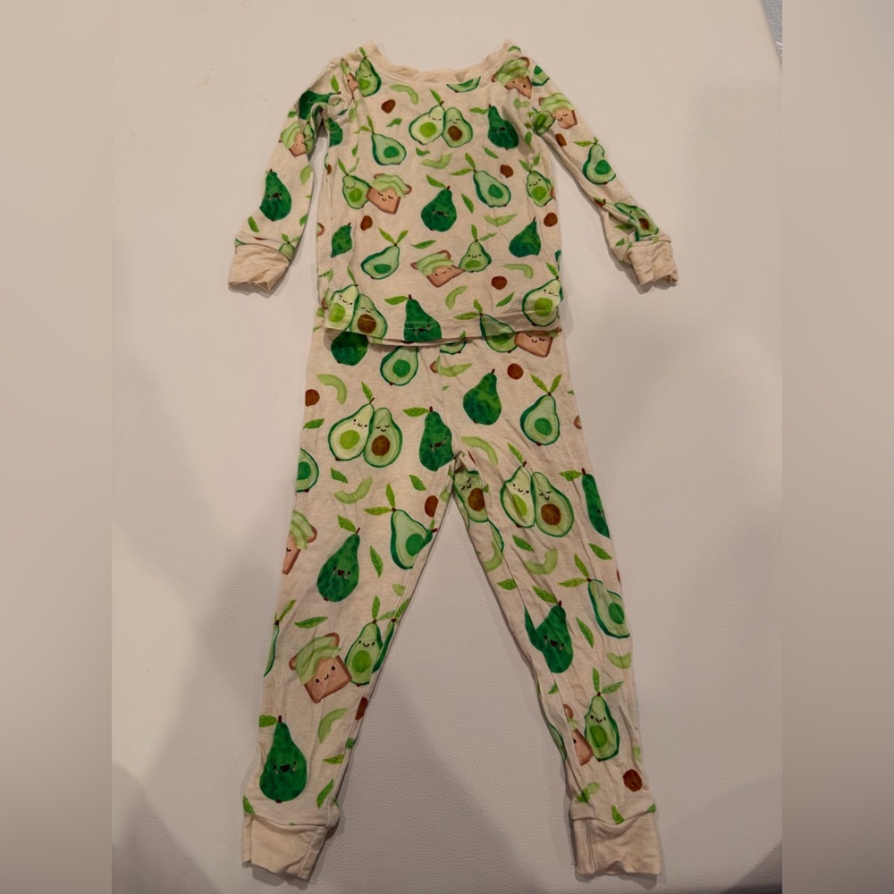 Little sleepies two piece pajamas smiling avocados